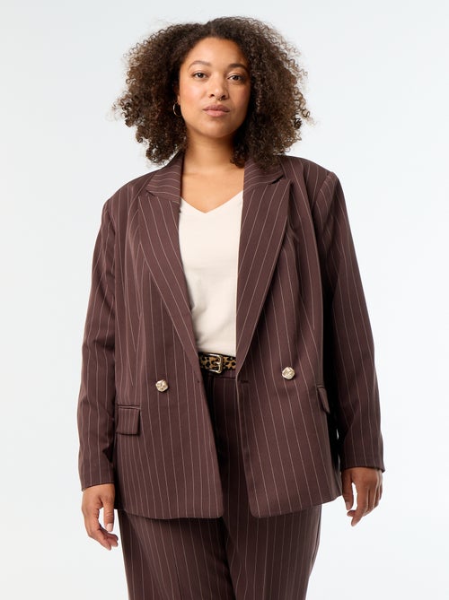 Veste de tailleur longue avec ouverture double boutonnage - Kiabi
