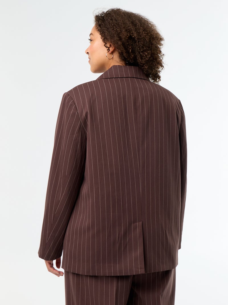 Veste de tailleur longue avec ouverture double boutonnage Marron - Kiabi