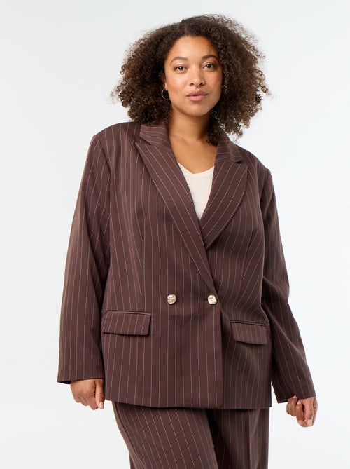 Veste de tailleur longue avec ouverture double boutonnage - Kiabi