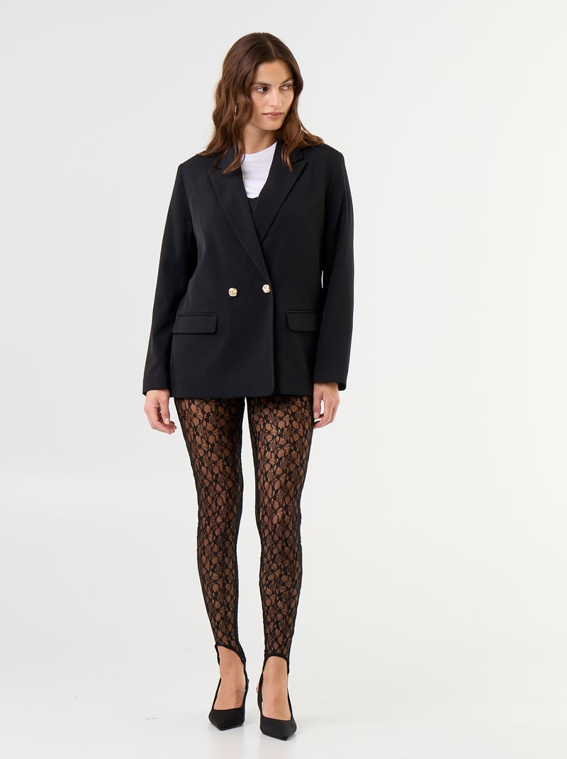 Veste de tailleur longue cintrée Noir - Kiabi