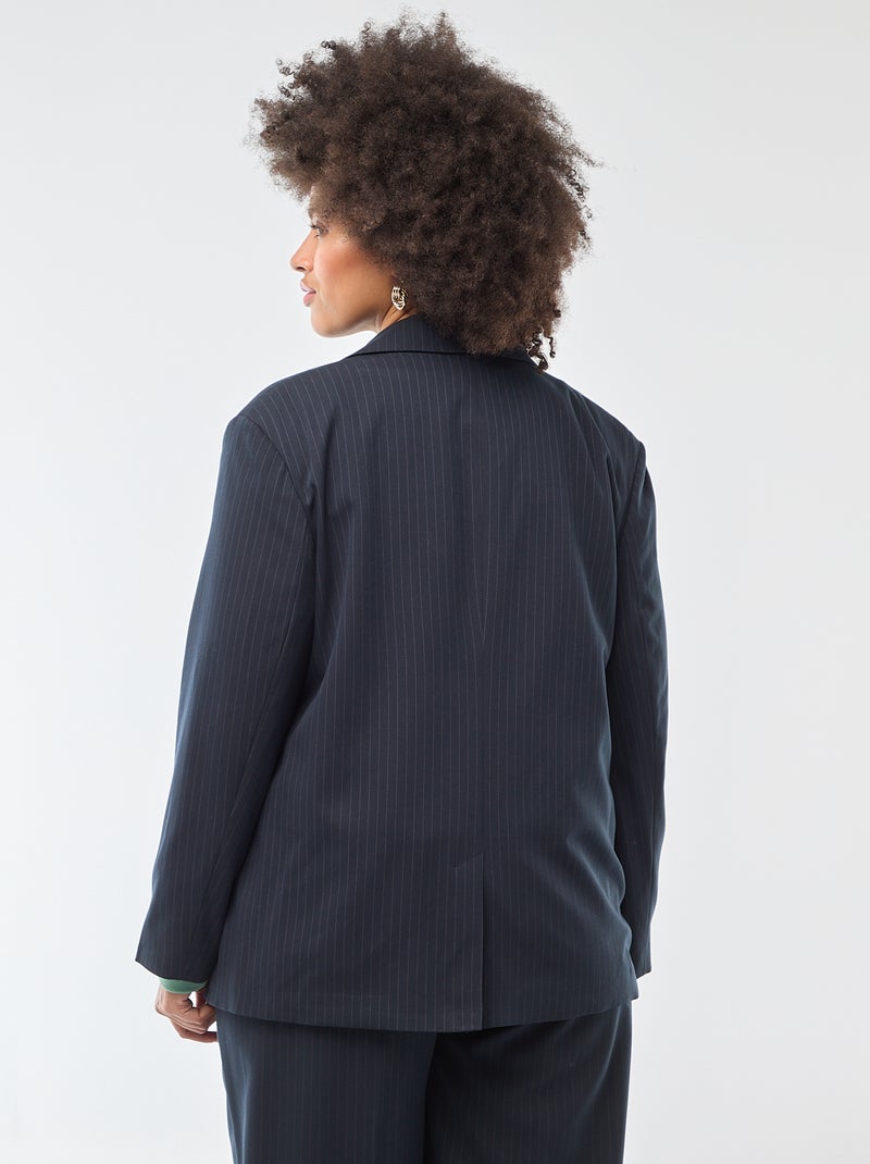 Veste de tailleur longue double boutonnage Bleu - Kiabi