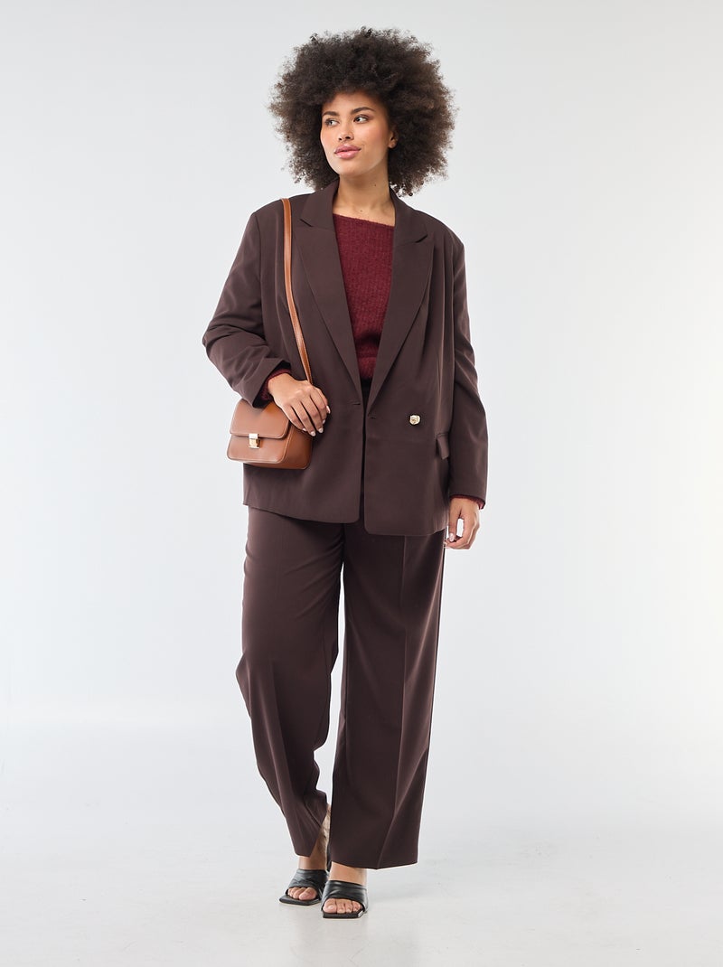 Veste de tailleur longue double boutonnage Marron - Kiabi