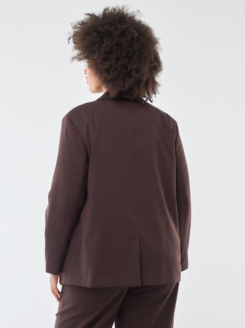 Veste de tailleur longue double boutonnage Marron - Kiabi