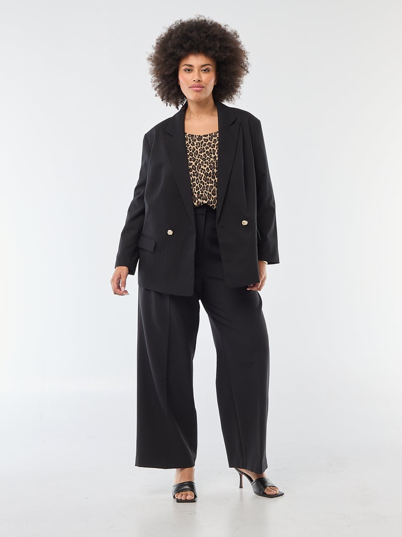 Veste de tailleur longue double boutonnage Noir - Kiabi