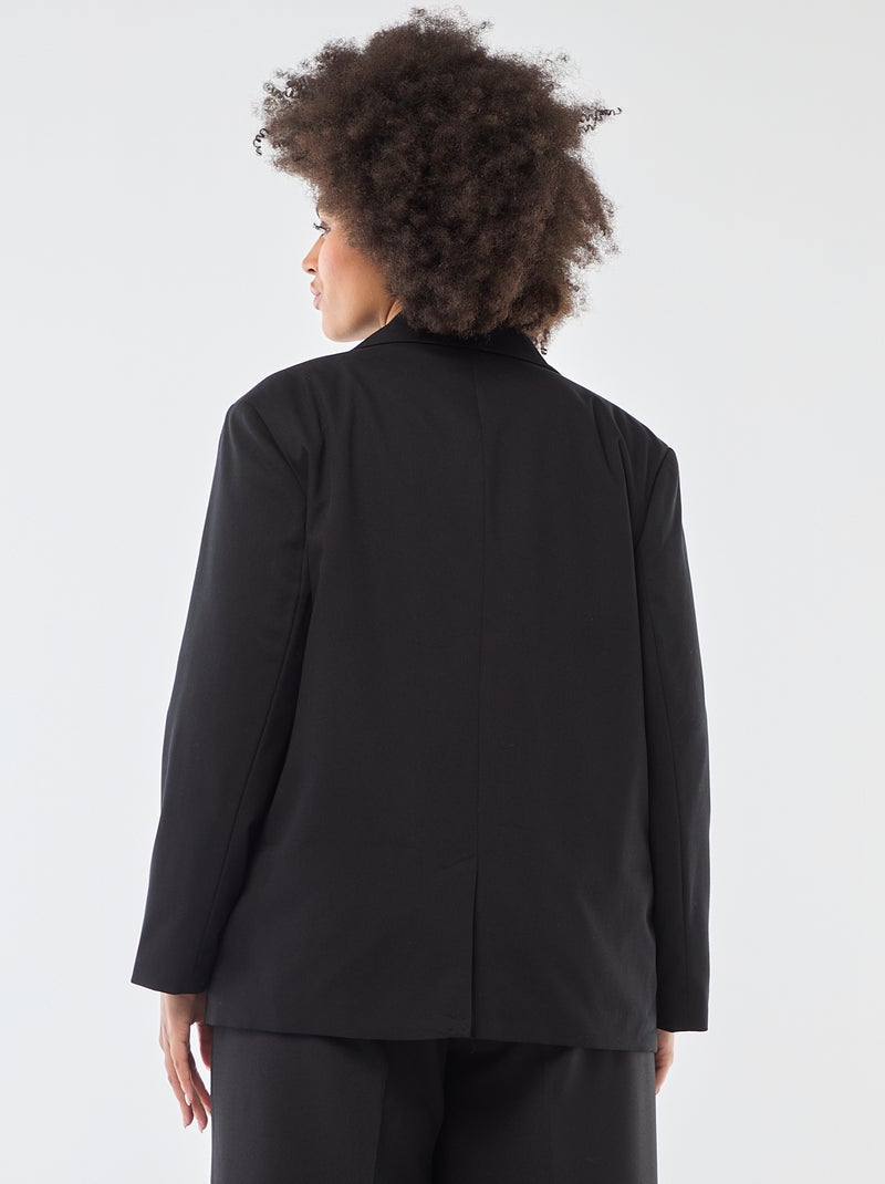 Veste de tailleur longue double boutonnage Noir - Kiabi