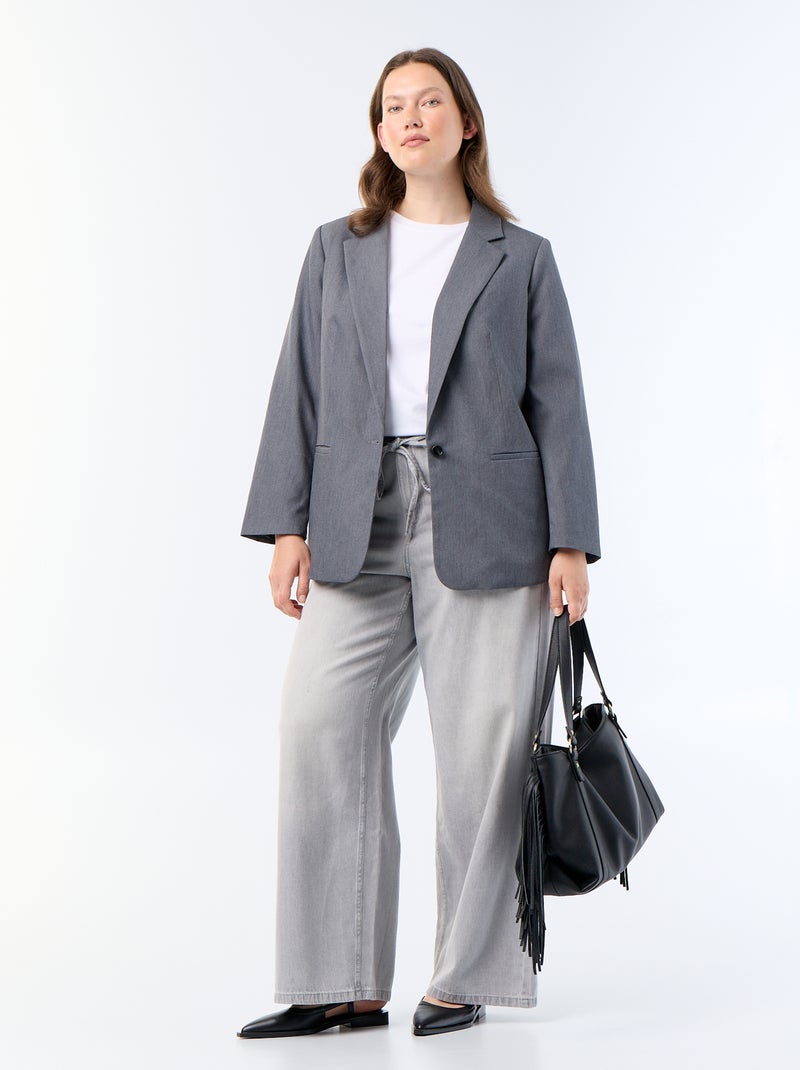 Veste de tailleur longue Gris - Kiabi