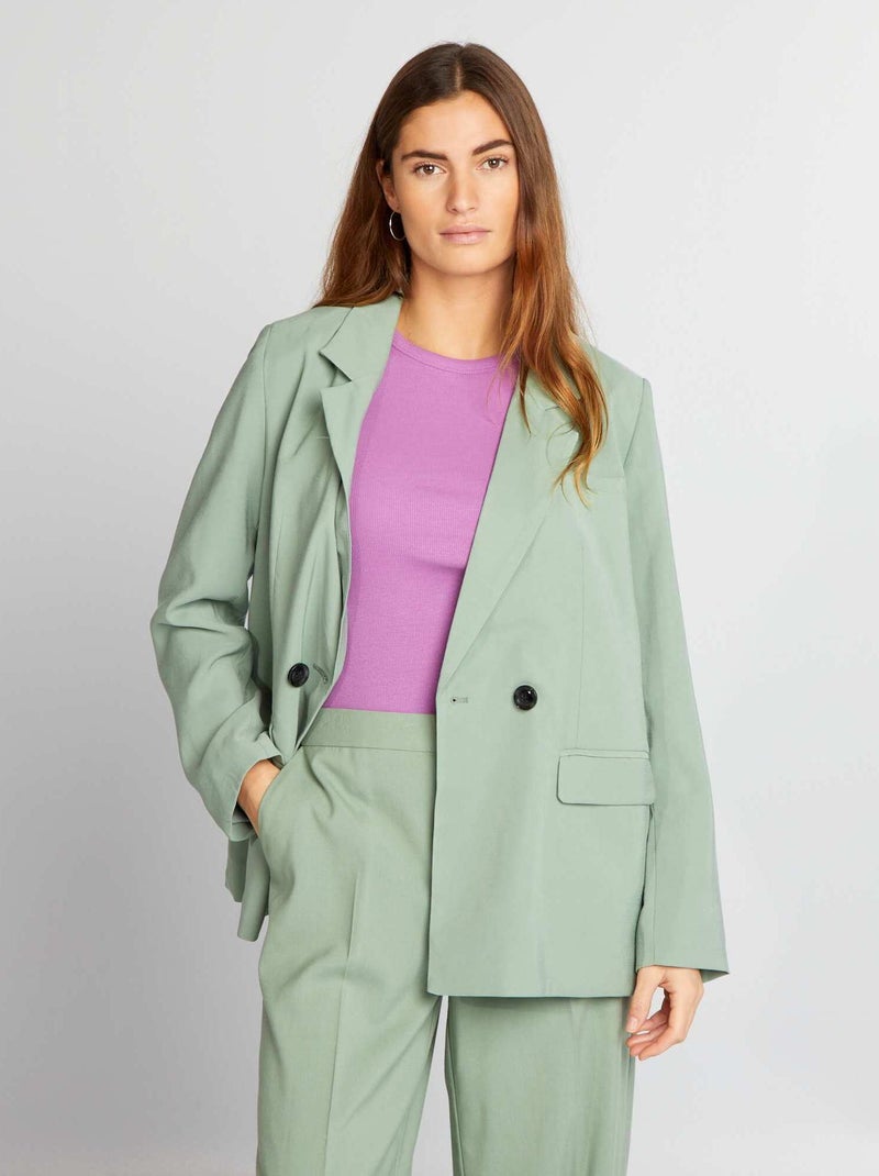 Veste de tailleur longue Vert - Kiabi