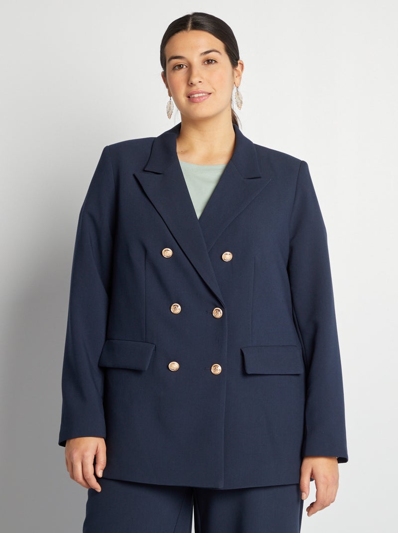 Veste de tailleur mi-longue Marine - Kiabi