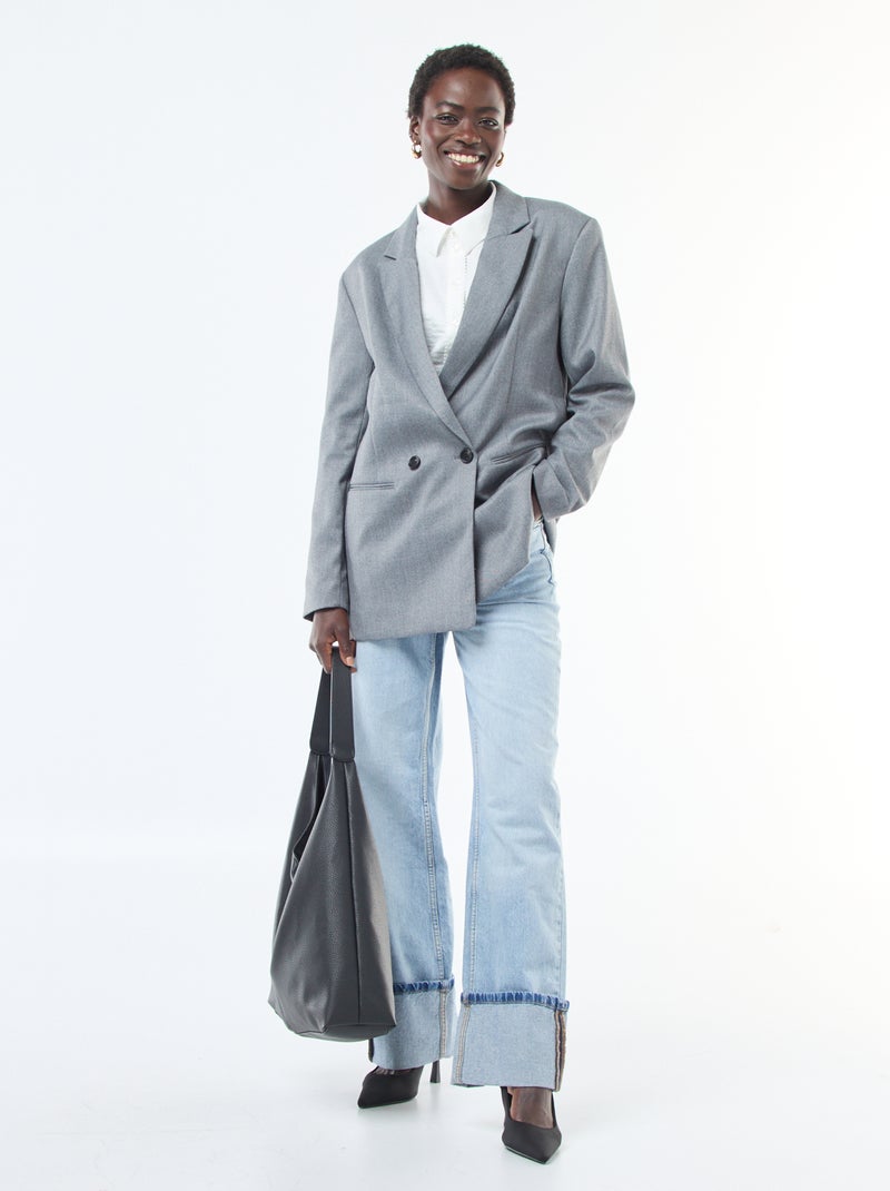 Veste de tailleur oversize en flanelle Gris clair - Kiabi