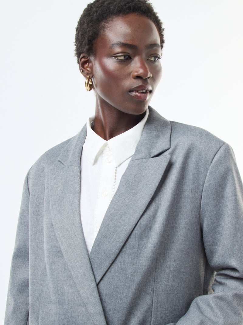 Veste de tailleur oversize en flanelle Gris clair - Kiabi