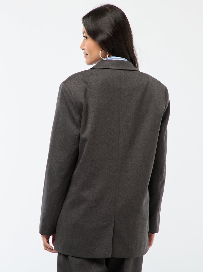 Veste de tailleur oversize en flanelle Gris foncé - Kiabi