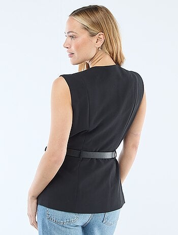 Veste de tailleur sans manches avec ceinture