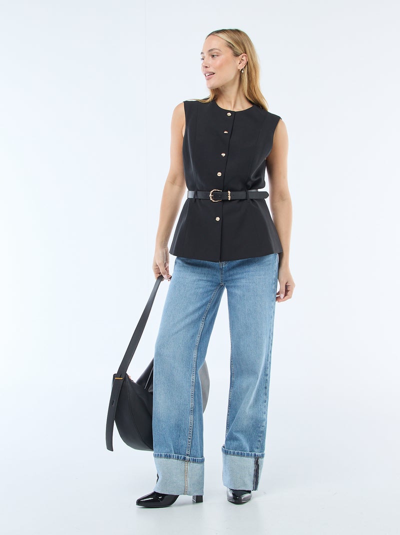 Veste de tailleur sans manches avec ceinture Noir - Kiabi