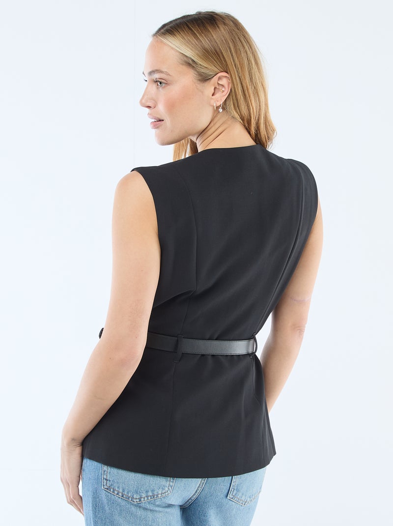 Veste de tailleur sans manches avec ceinture Noir - Kiabi