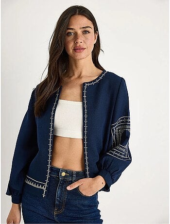 Veste décontractée à col rond brodée lucci