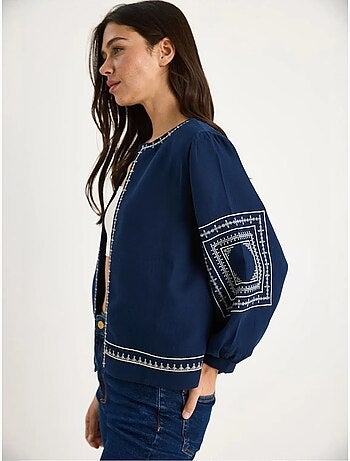 Veste décontractée à col rond brodée lucci