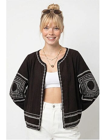 Veste décontractée à col rond brodée lucci
