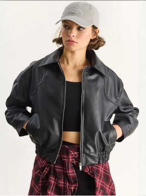 Veste décontractée en similicuir avec fermeture éclair et poches lucci - Kiabi Veste décontractée en similicuir avec fermeture éclair et poches lucci - Kiabi