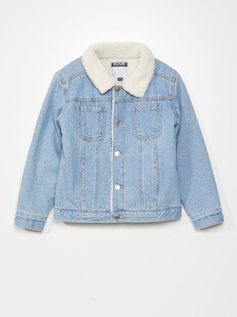 Veste denim à col effet moutonné Denim clair - Kiabi