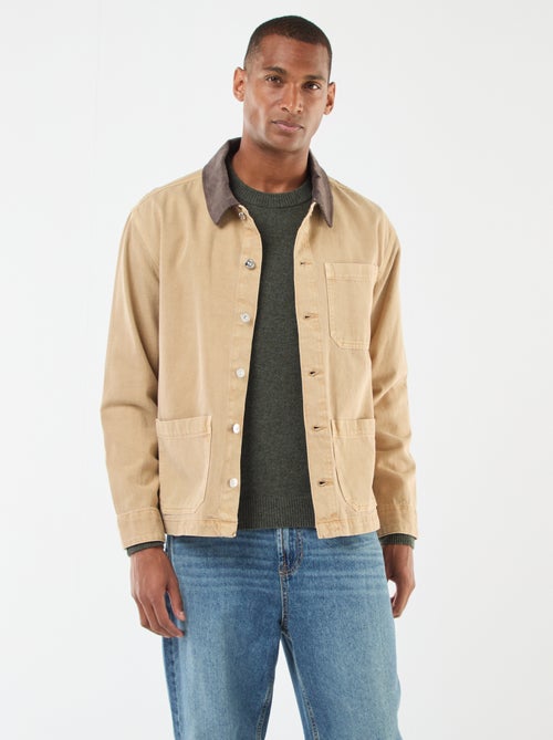 Veste denim avec col en velours côtelé - Kiabi