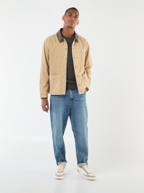 Veste denim avec col en velours côtelé - Kiabi