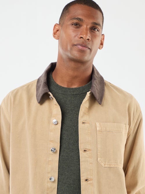 Veste denim avec col en velours côtelé - Kiabi