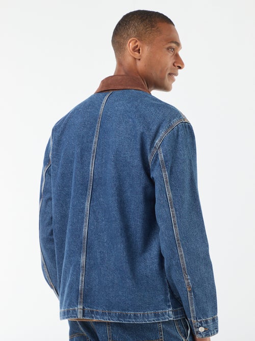 Veste denim avec col en velours côtelé - Kiabi