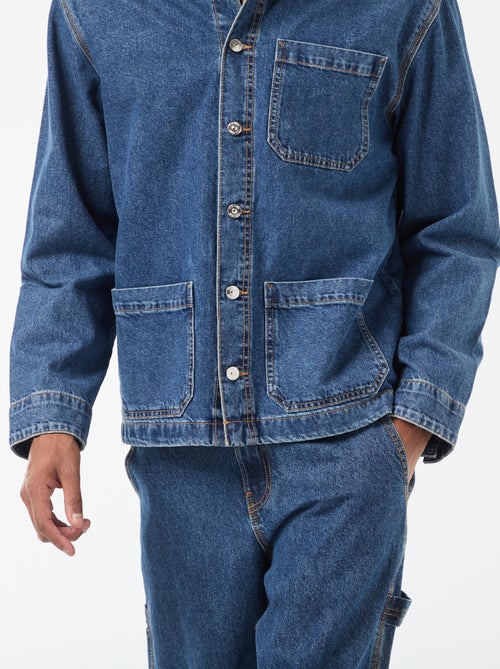 Veste denim avec col en velours côtelé - Kiabi