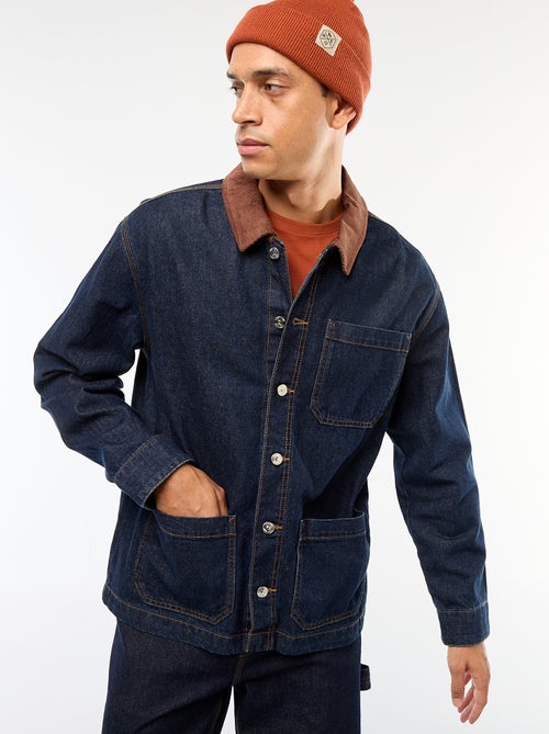 Veste denim avec col en velours côtelé - Kiabi