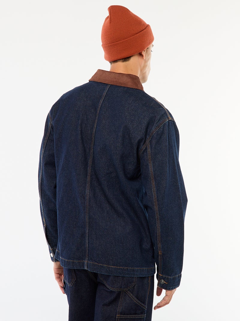 Veste denim avec col en velours côtelé Bleu - Kiabi