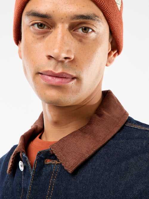 Veste denim avec col en velours côtelé - Kiabi