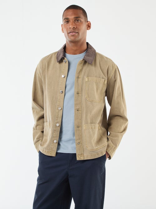 Veste denim avec col en velours côtelé - Kiabi