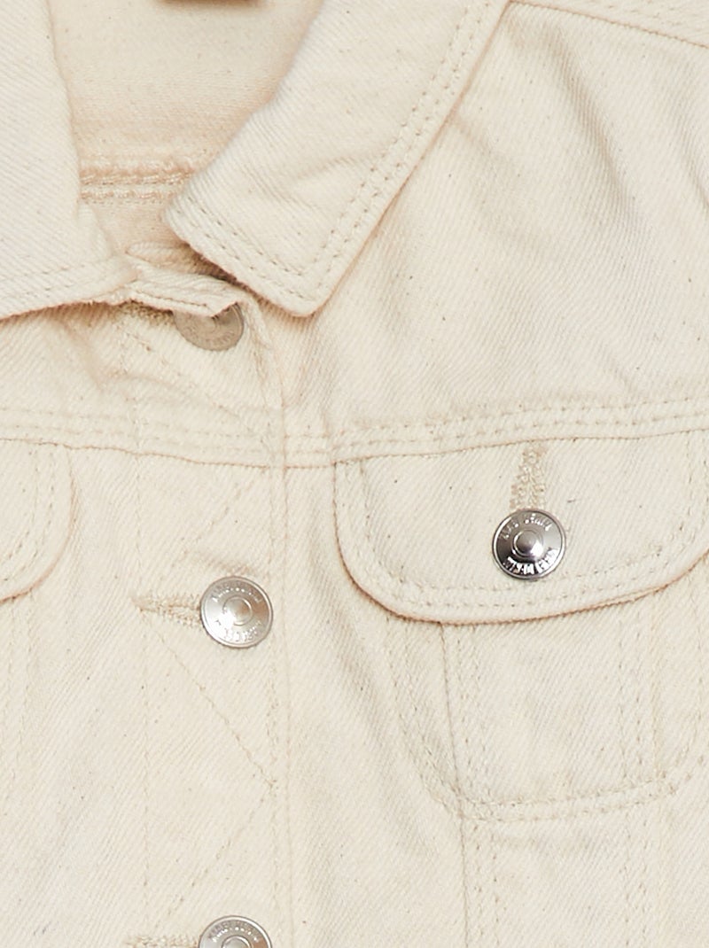 Veste denim avec ouverture pressionnée Beige - Kiabi