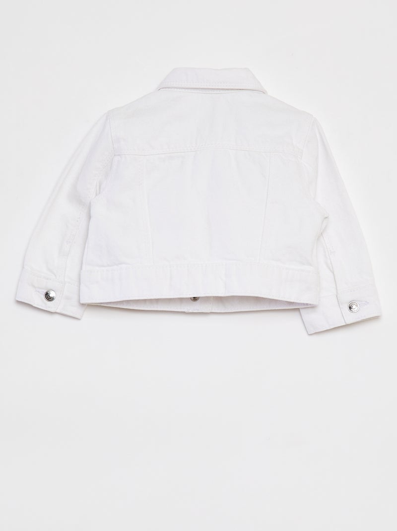 Veste denim avec ouverture pressionnée Blanc - Kiabi
