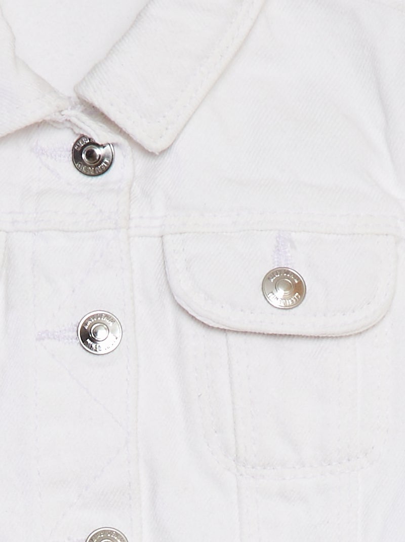 Veste denim avec ouverture pressionnée Blanc - Kiabi