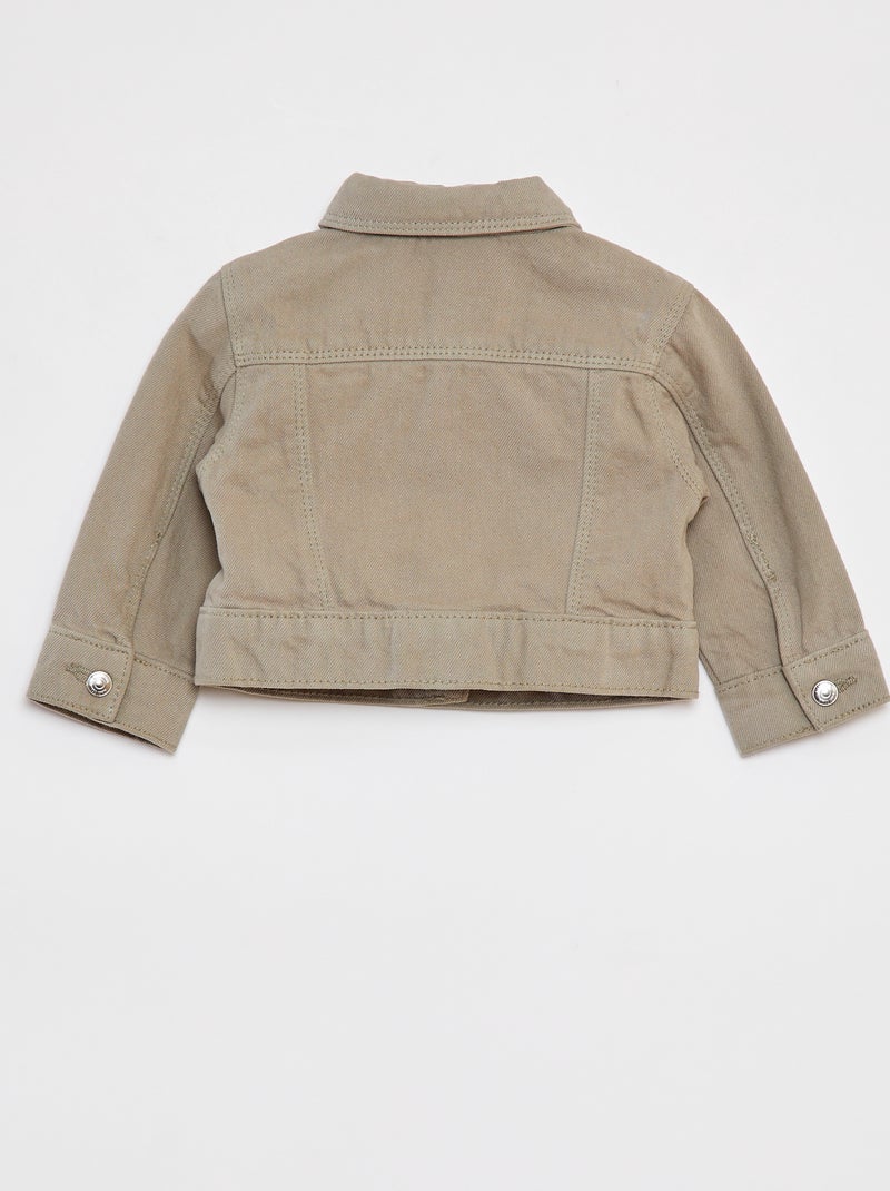 Veste denim avec ouverture pressionnée Vert - Kiabi