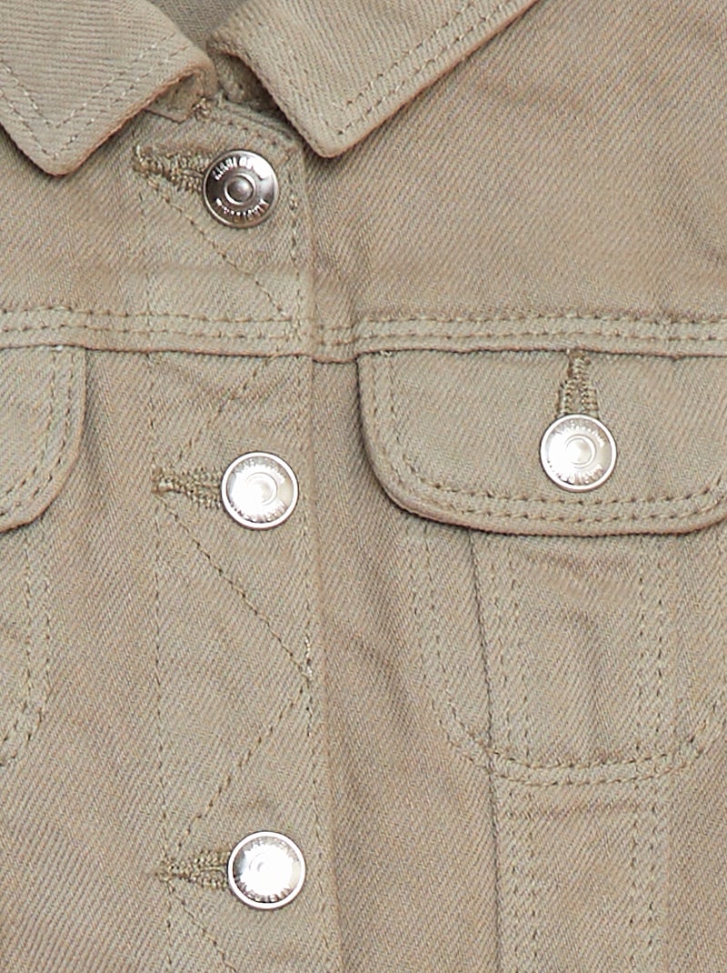 Veste denim avec ouverture pressionnée Vert - Kiabi