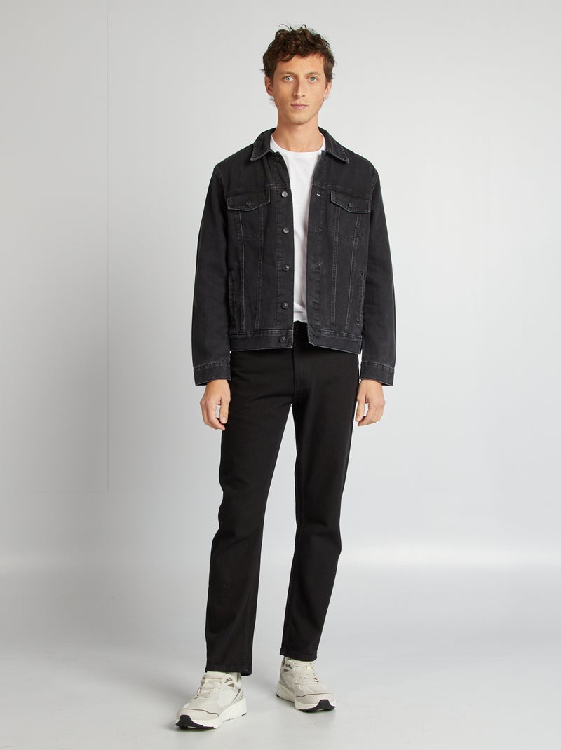 Veste denim boutonnée Noir - Kiabi