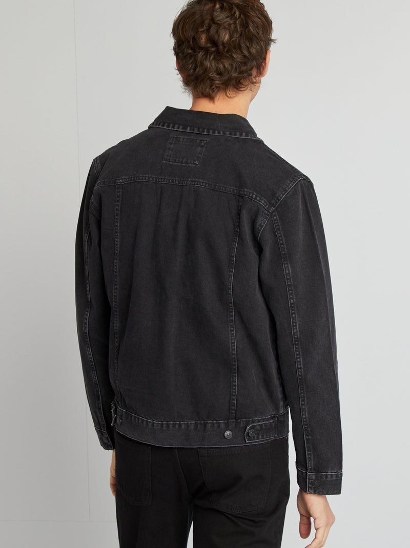 Veste denim boutonnée Noir - Kiabi