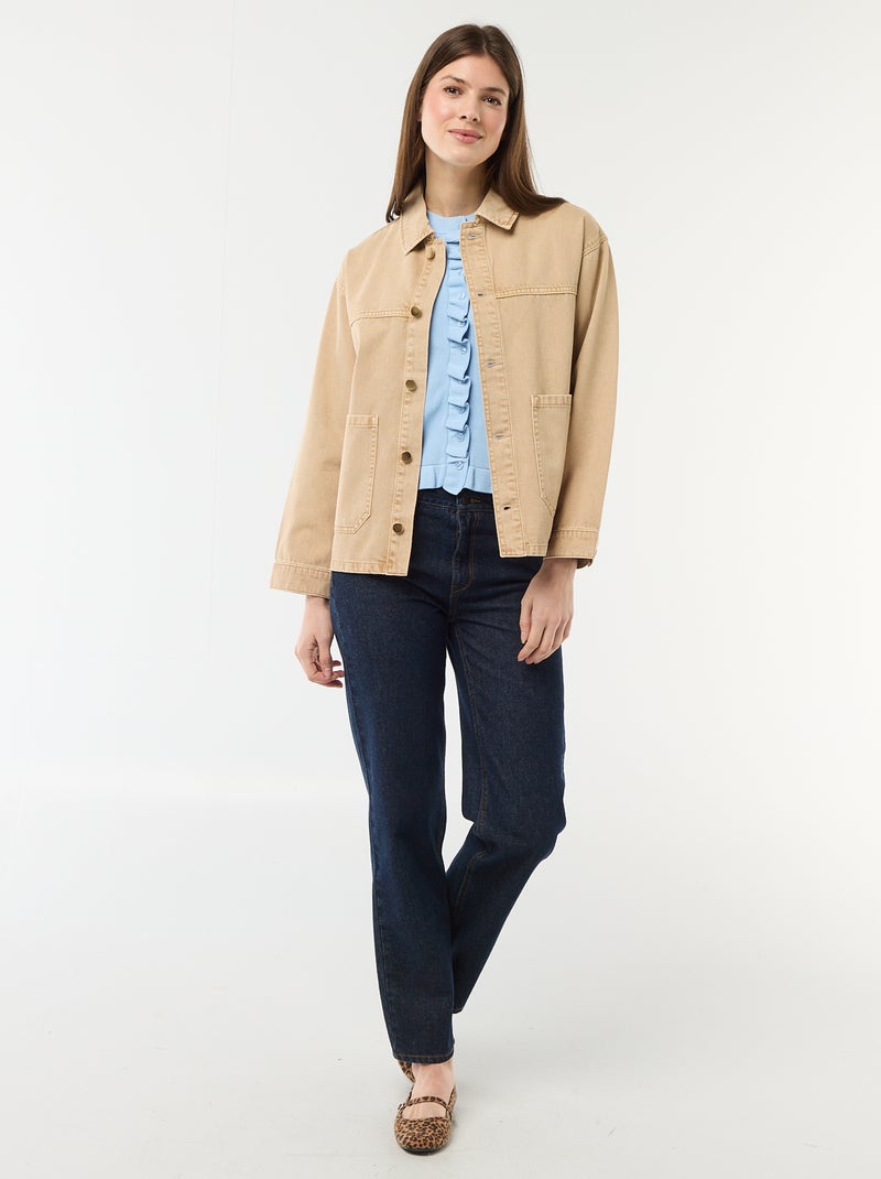 Veste denim courte avec 2 poches plaquées Beige - Kiabi