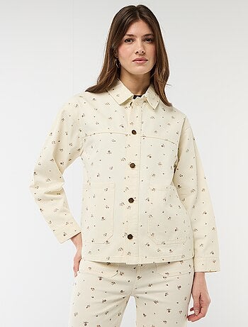 Veste denim courte avec 2 poches plaquées