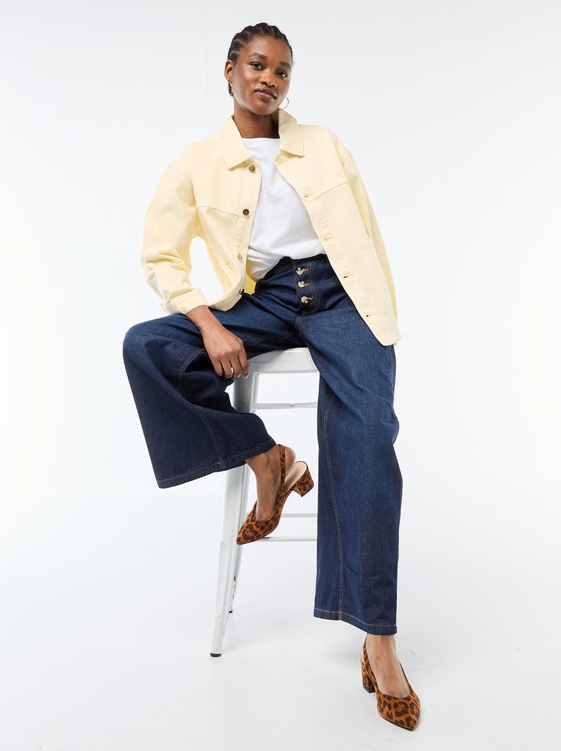 Veste denim courte avec 2 poches plaquées Jaune - Kiabi