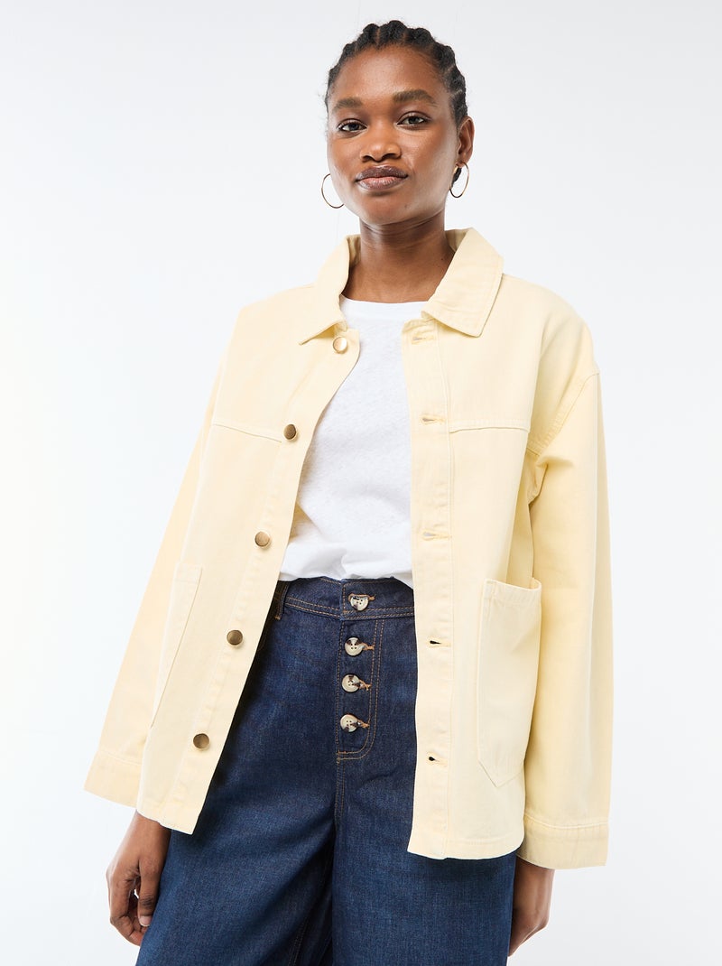 Veste denim courte avec 2 poches plaquées Jaune - Kiabi