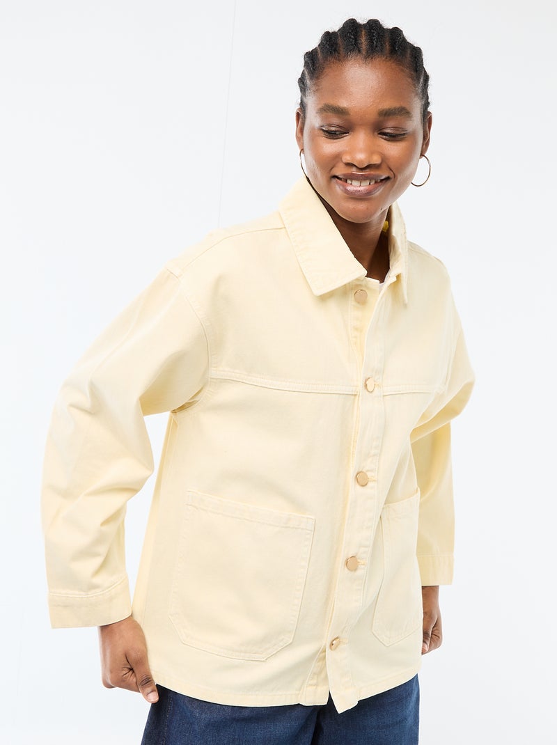 Veste denim courte avec 2 poches plaquées Jaune - Kiabi