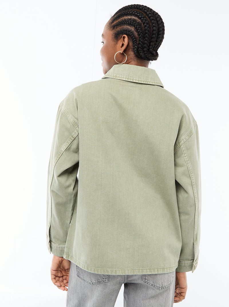 Veste denim courte avec 2 poches plaquées Kaki - Kiabi