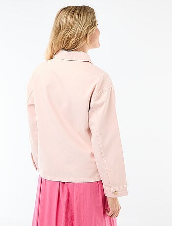 Veste denim courte avec 2 poches plaquées