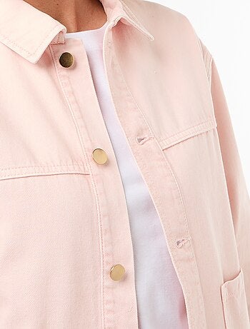 Veste denim courte avec 2 poches plaquées