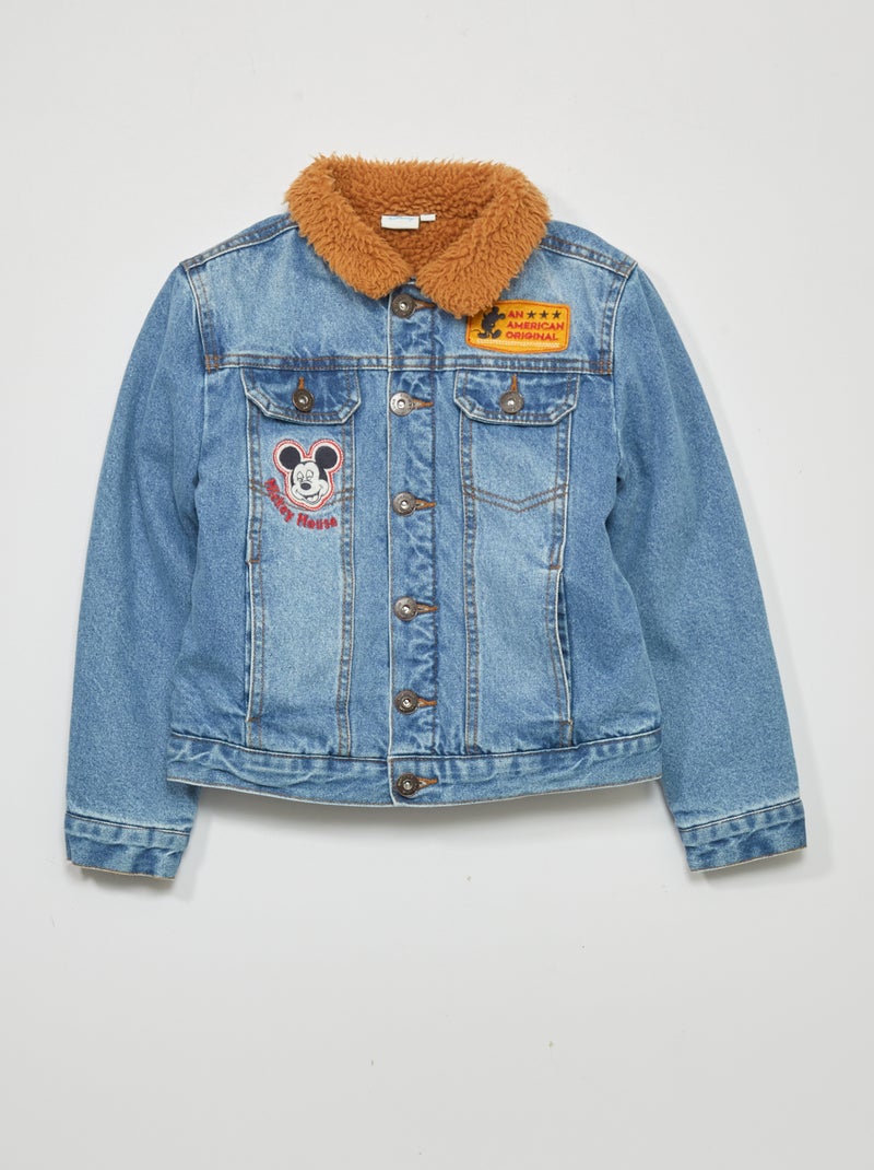 Veste denim 'Mickey' doublure effet moutonné Bleu - Kiabi
