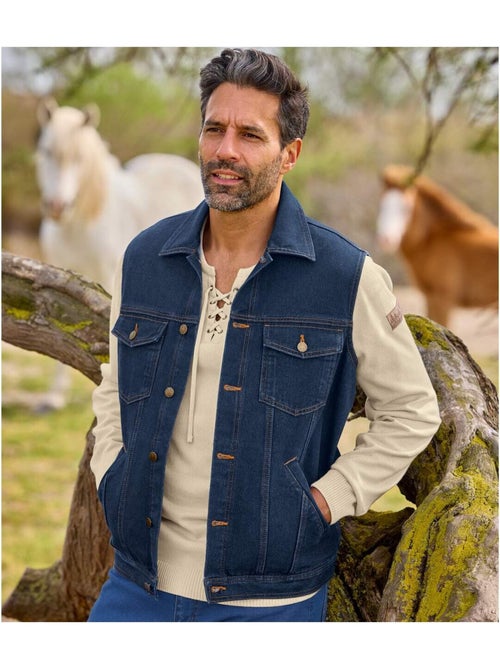 Veste Denim Sans Manches   - ATLAS FOR MEN - Kiabi