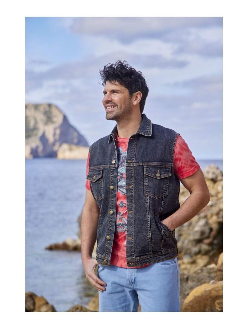 Veste Denim Sans Manches   - ATLAS FOR MEN Gris - Kiabi